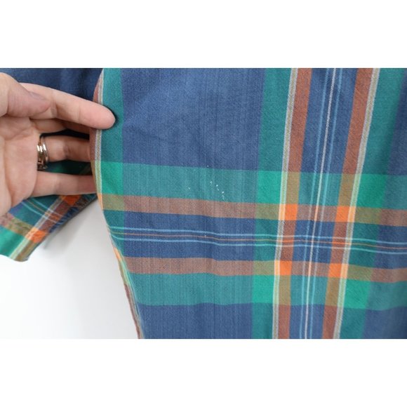 Vintage 90s Streetwear Mens Large Faded Baggy Fit Rainbow Plaid Button Shirt - Picture 6 of 9